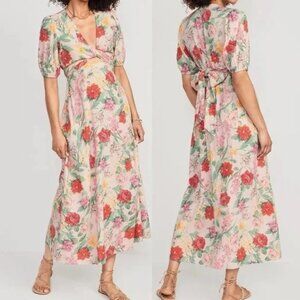 Old Navy XL Floral Wrap Dress V-Neck Puff Sleeve Multicolor‎